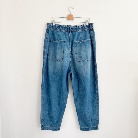 We the Free Sawyer Pull On BG Oversized Baggy Barrel Jeans Medium Wash Sz L - Picture 4 of 16